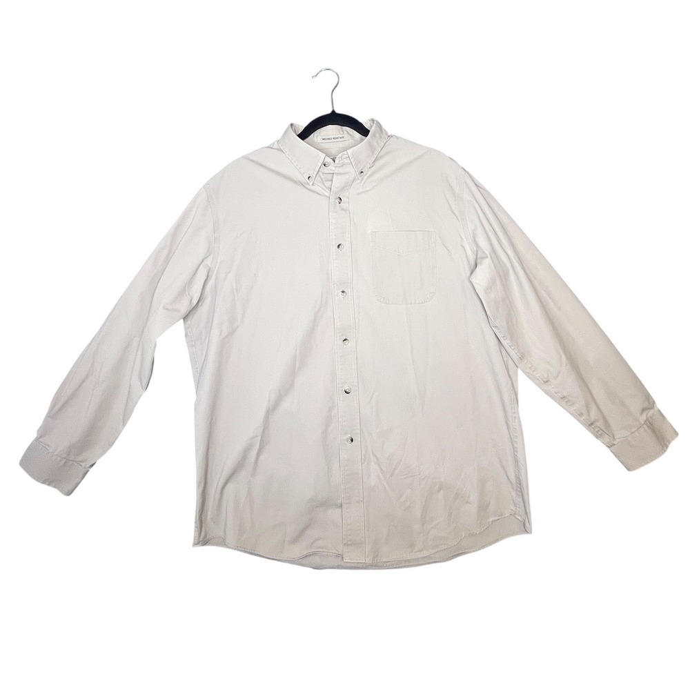 LL Bean‎ Mens Khaki Shirt L Cotton Wrinkle Resistant Gorpcore Workwear Utility